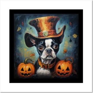 Boston terrier Halloween Posters and Art